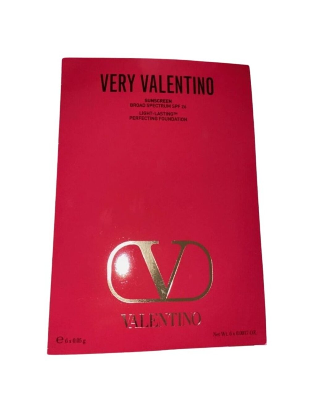 Very Valentino Light Lasting Perfecting Foundation Sunscreen Sample Card 6 Shade